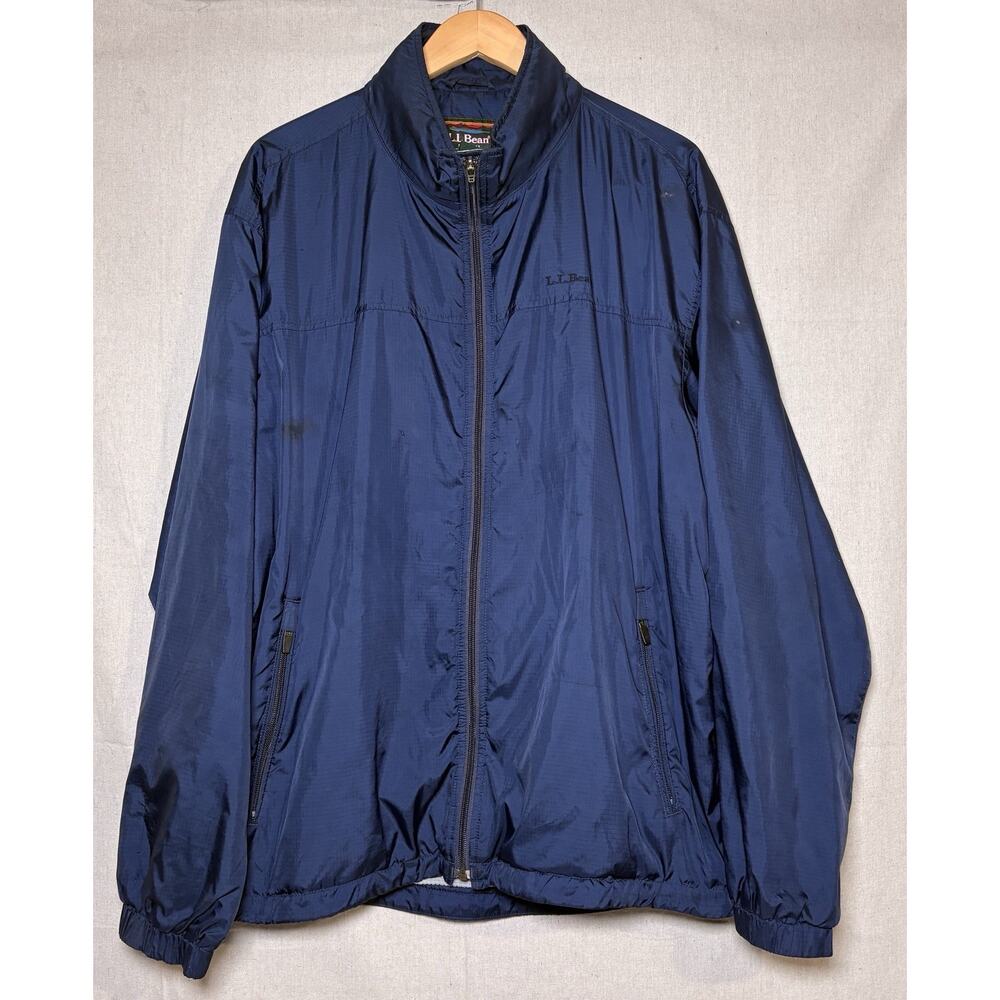 Vintage 90s LL Bean Hiking Outdoor Windbreaker Jacket Hooded Men's XL Blue OVY55